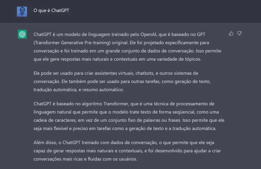 ChatGPT, de acordo com respostas geradas por IA.