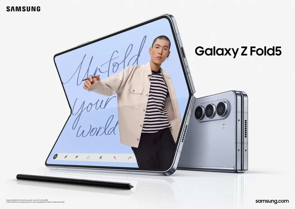 Galaxy Z Fold 5, último lançamento dobrável da Samsung.