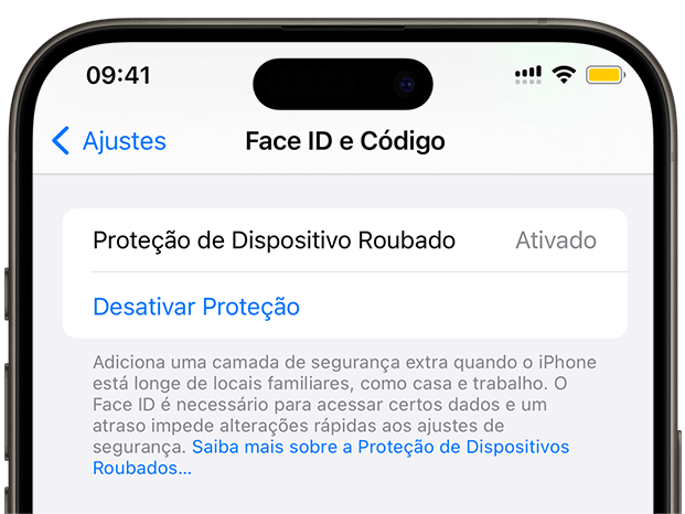 No iOS 17.4, está disponível a Proteção de dispositivo roubado 