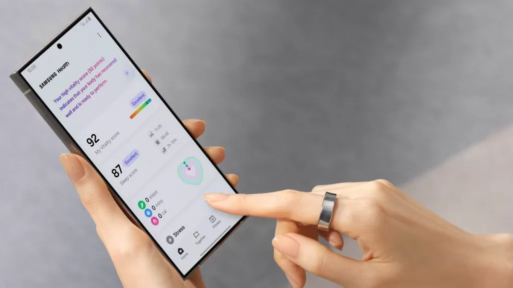 App do Samsung Health, que será utilizado pelo Galaxy Ring.