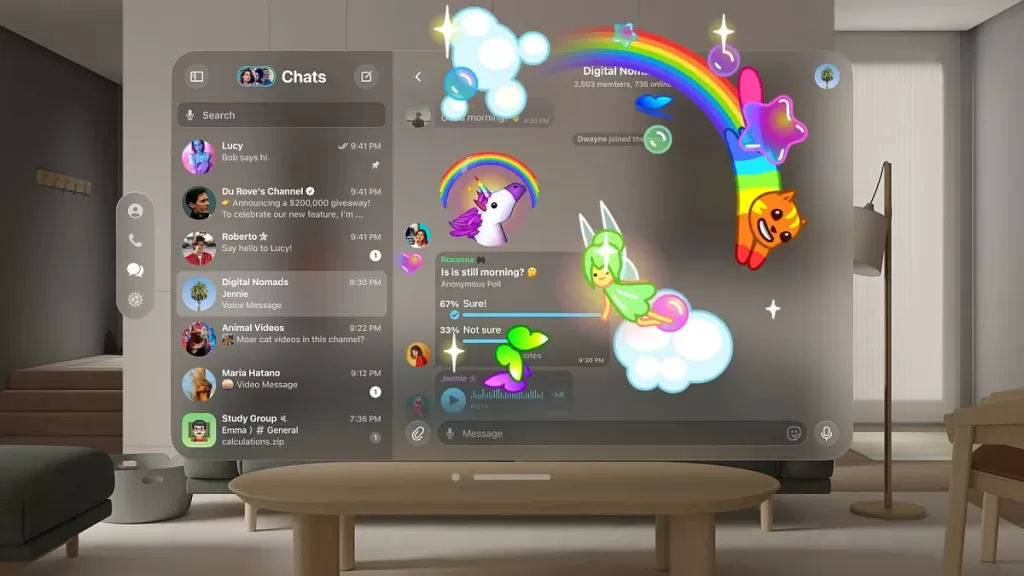 Tela de Games usando o Vision Pro da Apple