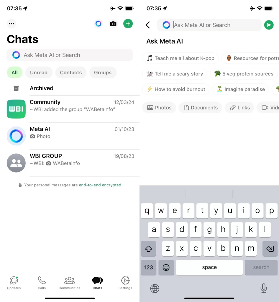 Meta AI, nova IA da Meta para o WhatsApp.