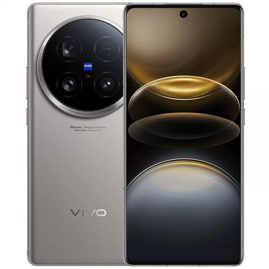 Vivo X100 Ultra, na cor titânio.