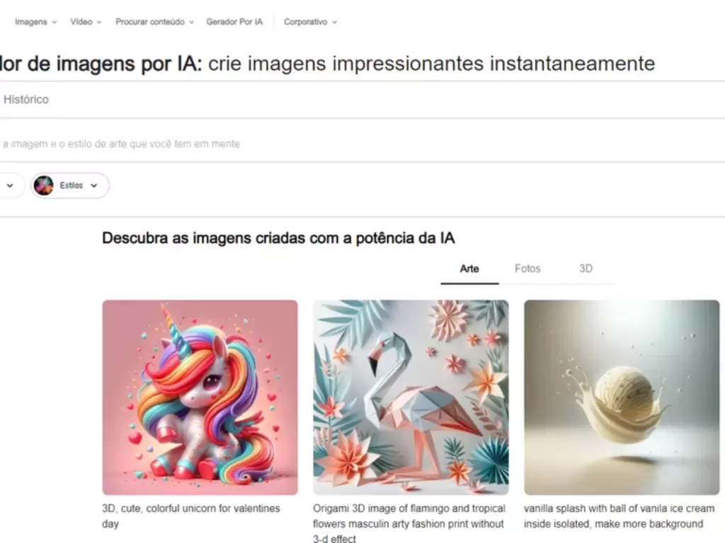 ImageAI, gerador de imagens por IA da Shutterstock. 