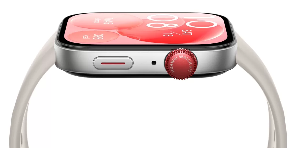 Detalhe da Coroa Giratória do Watch fit 3 da Huawei - Imagem Reprodução